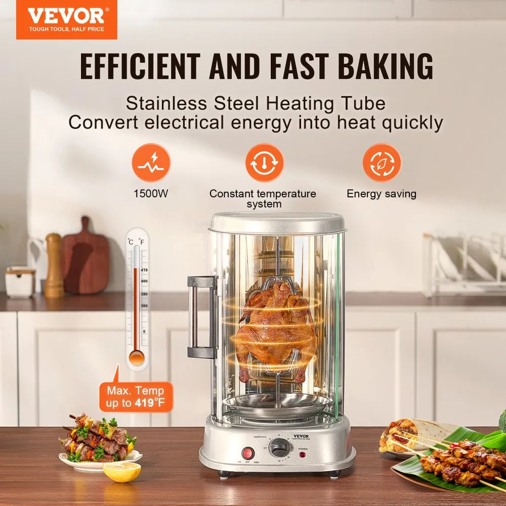 VEVOR Electric Shawarma Grill Machine – Stainless Steel Vertical Rotisserie