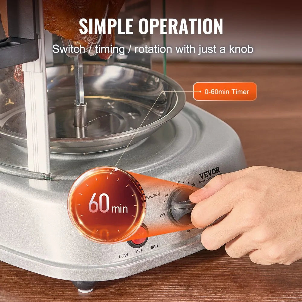 VEVOR Electric Shawarma Grill Machine – Stainless Steel Vertical Rotisserie